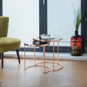 Table d’appoint ronde console cuivre Noir - Verre - Métal - 50 x 51 x 50 cm