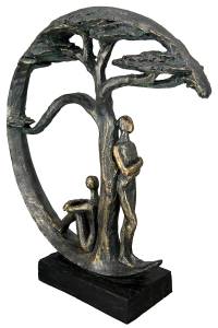 Poly Skulptur Baum Shadow bronzefarben Grau - Kunststoff - 28 x 32 x 9 cm