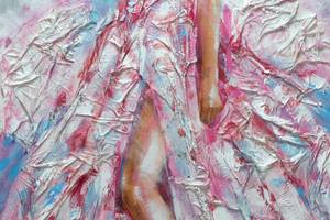 Acrylbild handgemalt Sommer auf der Haut Pink - Weiß - Massivholz - Textil - 60 x 120 x 4 cm