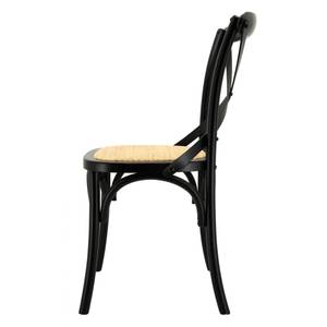 Chaise en bouleau et rotin Bistrot chic Noir - Bois manufacturé - 51 x 89 x 55 cm