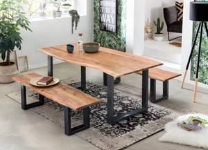 TABLES & CO Bank 150 cm Schwarz - Braun - Metall - Massivholz - Holzart/Dekor - 150 x 46 x 40 cm