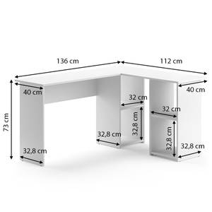 Eckschreibtisch Carlo Weiß Weiß - Holzwerkstoff - 136 x 73 x 112 cm