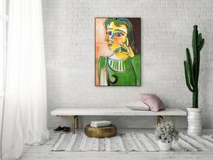 Tableau peint Grâce intouchable Vert - Bois massif - Textile - 60 x 90 x 4 cm