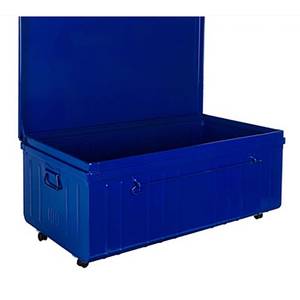 Table basse en acier sur roulettes Habit Bleu - Métal - 90 x 37 x 50 cm