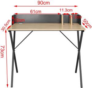 Schreibtisch Alvin Schwarz - Braun - Holzwerkstoff - Metall - 90 x 85 x 50 cm