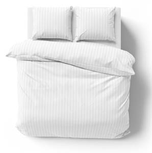 Bettwäsche 200x200 cm Damast weiß 1 Bettbezug 200 x 200 cm und 2 Kissenbezüge 80 x 80 cm - 3 teilig Doppelbett