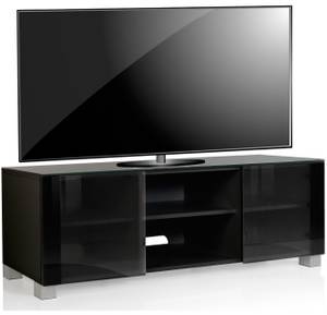 TV Lowboard Fernsehschrank Rollen Luxala Schwarz - Holzwerkstoff - Glas - 150 x 50 x 45 cm