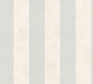 Streifentapete Silber Creme Vliestapete Grau - Silber - Weiß - Kunststoff - Textil - 53 x 1005 x 1 cm
