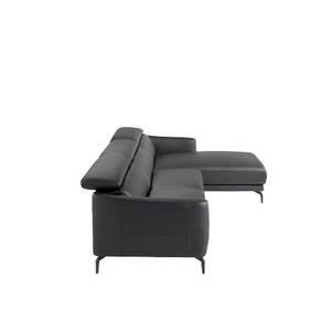 Chaiselongue-Sofa schwarzem Rindsleder Schwarz - Echtleder - Textil - 283 x 94 x 174 cm