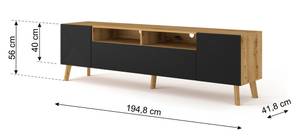 Meuble TV LUXI 195x42x56 Noir - Marron - Bois manufacturé - Matière plastique - 195 x 56 x 42 cm