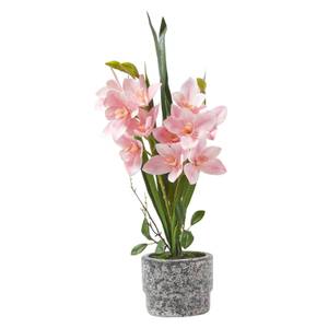 Künstliche Orchidee im Zement-Topf 58 cm Pink - Kunststoff - 21 x 58 x 58 cm