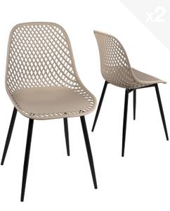 Lot de 2 chaises design SELI Beige - Gris