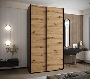 Armoire Lux 1 Noir - Imitation chêne - Largeur : 140 cm