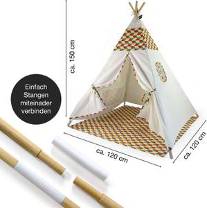 Tipi Zelt buntes Muster 120x120x150cm Textil - 150 x 150 x 120 cm