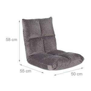 Chaise de sol avec dossier réglable Noir - Gris - Bois manufacturé - Matière plastique - Textile - 50 x 58 x 55 cm