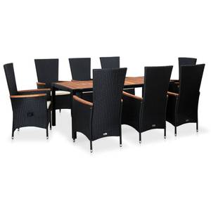 Gartenmöbel-Set Schwarz - Polyrattan - Holzart/Dekor - 90 x 75 x 190 cm