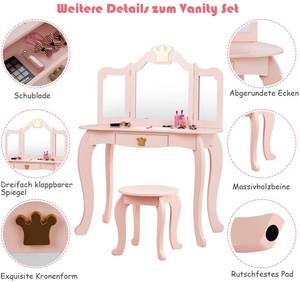 Kinder Schminktisch mit Hocker Pink - Holzwerkstoff - 42 x 106 x 80 cm