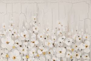 Bild handgemalt Versammlung der Blumen Schwarz - Massivholz - Textil - 80 x 80 x 4 cm