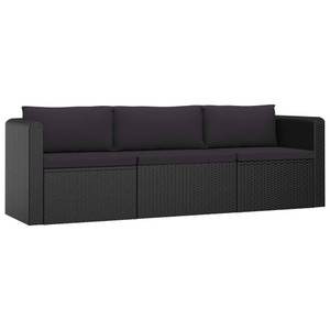 Garten-Sofa-Set (8-teilig) 3059502 Schwarz - Metall - Polyrattan - 68 x 63 x 72 cm