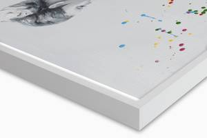 Tableau peint à la main Colorful Splash Blanc - Bois massif - Textile - 90 x 60 x 4 cm