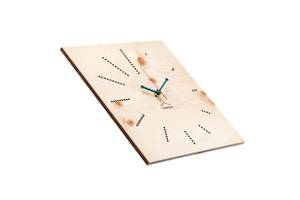 Design Wanduhr Azuhr Zirbe eckig Beige - Holz teilmassiv - 30 x 30 x 4 cm