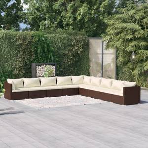 Garten-Lounge-Set (9-teilig) 3013632-26 Braun - Weiß - Metall - Polyrattan - 70 x 61 x 70 cm