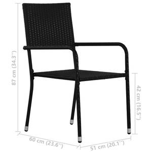 Garten-Essgruppe (3-tlg) 3072443 Schwarz - Kunststoff - Polyrattan - 53 x 72 x 110 cm