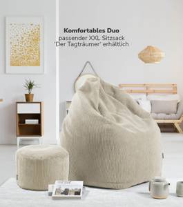 Pouf Hocker Sitzhocker Cord Ø 50cm Beige - 50 x 30 x 50 cm