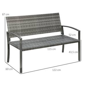 Sitzbank in Rattanoptik 867-022GY Grau - Polyrattan - 60 x 85 x 122 cm