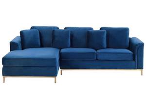 Ecksofa OSLO Blau - Dunkelblau - Armlehne davorstehend links - Ecke davorstehend rechts - Mit Kissen - Textil