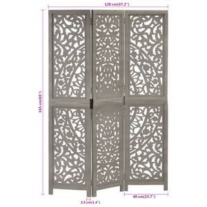 Raumteiler (3-teilig) 3000637 Grau - Massivholz - Holzart/Dekor - 120 x 165 x 1 cm