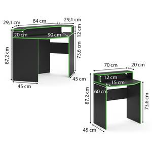 Bureau ordinateur Kron noir/Vert Set 5 Noir - Vert - Bois manufacturé - 90 x 87 x 90 cm