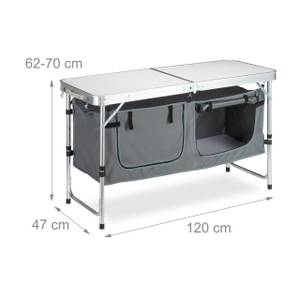 Campingtisch klappbar Grau - Silber - Holzwerkstoff - Metall - Textil - 120 x 70 x 47 cm