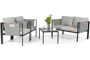 Loungeset IBIZA (4er Set) Schwarz - Metall - 123 x 66 x 72 cm