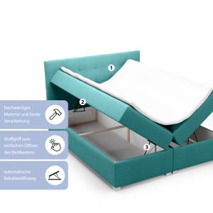 Boxspringbett Doppelbett Valbona Türkis - Breite: 140 cm