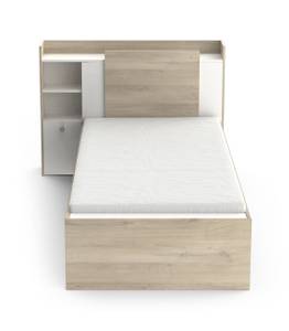 Bett 1 Schublade und 1 Nische Braun - Weiß - Holzwerkstoff - 227 x 91 x 125 cm