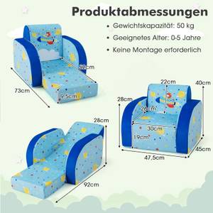 Kindersofa HY10210BL Blau - Textil - 47 x 28 x 92 cm