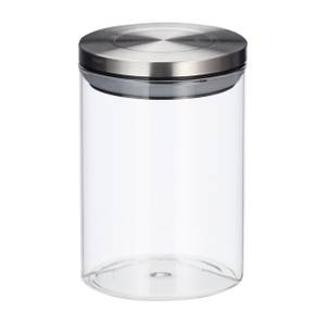 Vorratsglas 3er Set je 600 ml Silber - Glas - Metall - Kunststoff - 10 x 14 x 10 cm
