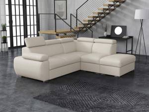 Ecksofa Boston 2RR1P mit Polsterhocker Ecru - Ecke davorstehend rechts