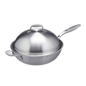 Wok avec couvercle en acier Argenté - Métal - 60 x 23 x 32 cm