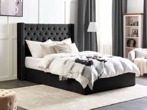 Doppelbett LUBBON Schwarz - Silber - 190 x 144 x 217 cm