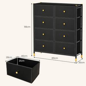 Stoffkommode VL32443NW Schwarz - Holzwerkstoff - 30 x 98 x 89 cm