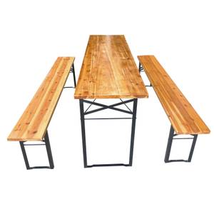 Bierzeltgarnitur Holz Braun - Metall - 50 x 75 x 170 cm