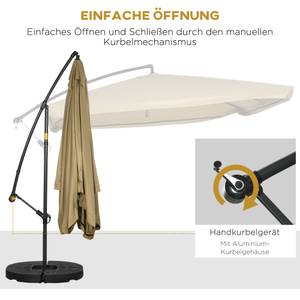 Ampelschirm mit Netzseiten 84D-215V00BG Beige - Metall - 295 x 260 x 295 cm