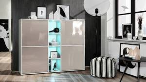 Highboard Cuba V3 mit Beleuchtung Hochglanz Beige - Weiß