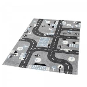 Tapis enfant CITY ROAD 120x170 gris Gris - Matière plastique - 120 x 16 x 170 cm