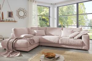 Sofa MADELINE Ecksofa Cord Pink - Ecke davorstehend links