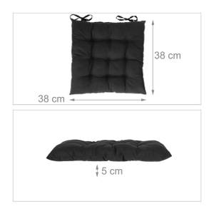 4er Set Stuhlkissen schwarz Schwarz - Kunststoff - Textil - 38 x 5 x 38 cm