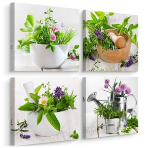 Set De Tableaux HERBES Fleurs Nature 60 x 60 x 60 cm