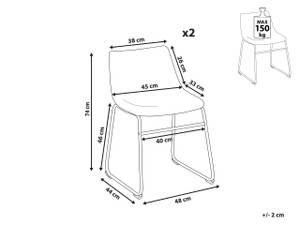 Esszimmerstuhl BATAVIA 2er Set Schwarz - Braun - Sandbraun